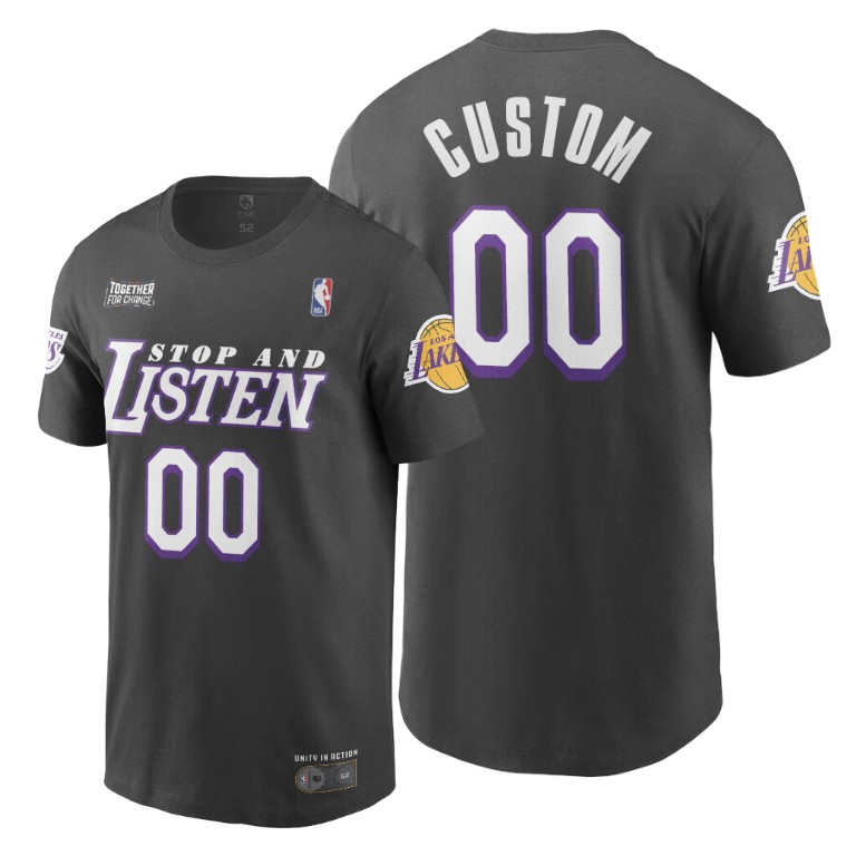 Men's Los Angeles Lakers Custom #00 NBA Civil Justice Together For Change Black Basketball T-Shirt YHY6383TH